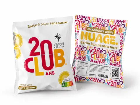 Sachet de goodies comestibles personnalisé Club Airport Premier, saveur yuzu · 20 ans