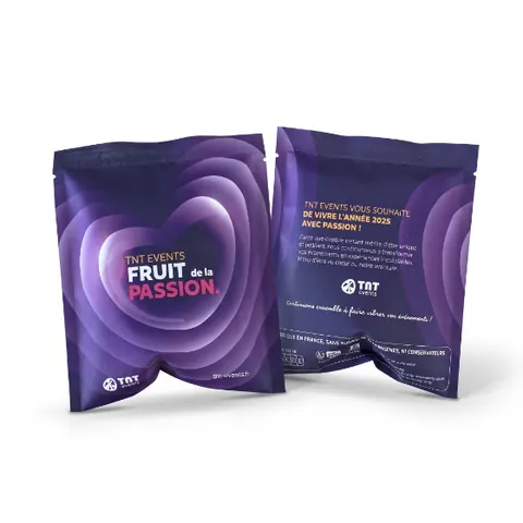 Sachet de goodies comestibles personnalisé TNT Events, vœux 2025