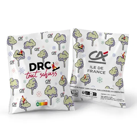 Sachet de goodies comestibles personnalisé Crédit Agricole IDF, drc tout schuss